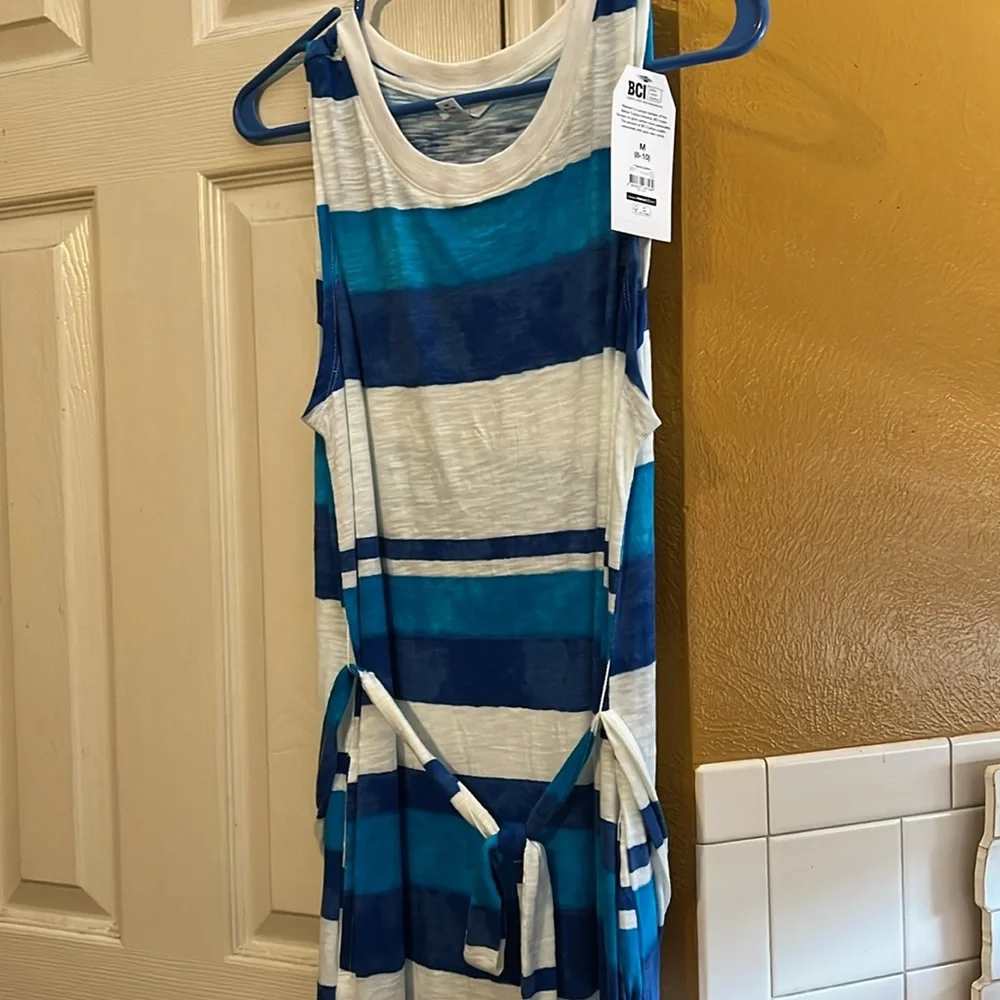 Striped Blue and White Maxi Dress - Picture 2 of 5
